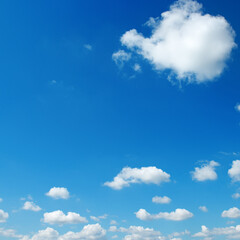 Blue sky with white clouds.