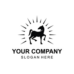 Stylish elegant horse logo design with light