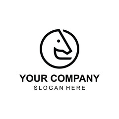 Obraz premium Abstract linear horse logo design vector
