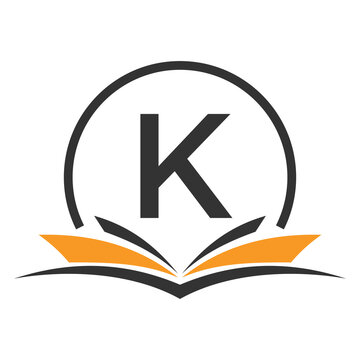 Letter K Education Logo Book Concept. Training Career Sign, University, Academy Graduation Logo Template Design