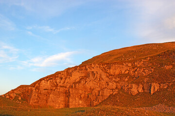 Black Mountain quarry Wales in evening light