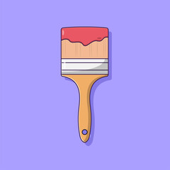 Paint Brush Vector Icon Illustration. Work Equipment Vector. Flat Cartoon Style Suitable for Web Landing Page, Banner, Flyer, Sticker, Wallpaper, Background