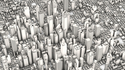 3d render aerial city and lines
