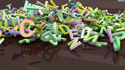 3d letters falling. 3D render