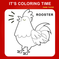 Coloring page worksheet. Educational printable worksheet. Coloring animals for preschool children. Black and white vector illustration. Motor skills education.