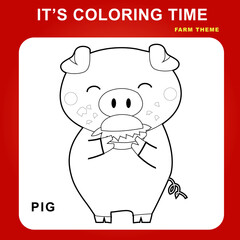 Coloring page worksheet. Educational printable worksheet. Coloring animals for preschool children. Black and white vector illustration. Motor skills education.