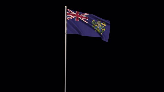 Pitcairn Islands flag, 4k video background is transparent