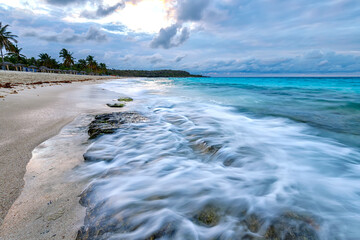 Amazing motion blur ocean waves. Beautiful low exposure water nature.