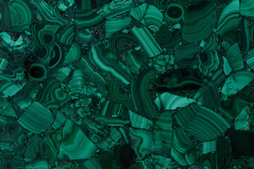 Malachite stone texture, background in contrast green color for unique design. - obrazy, fototapety, plakaty