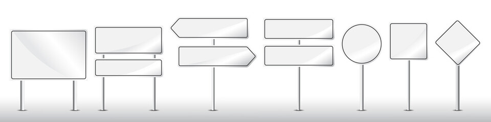 set of white traffic sign icon vector © Ancala