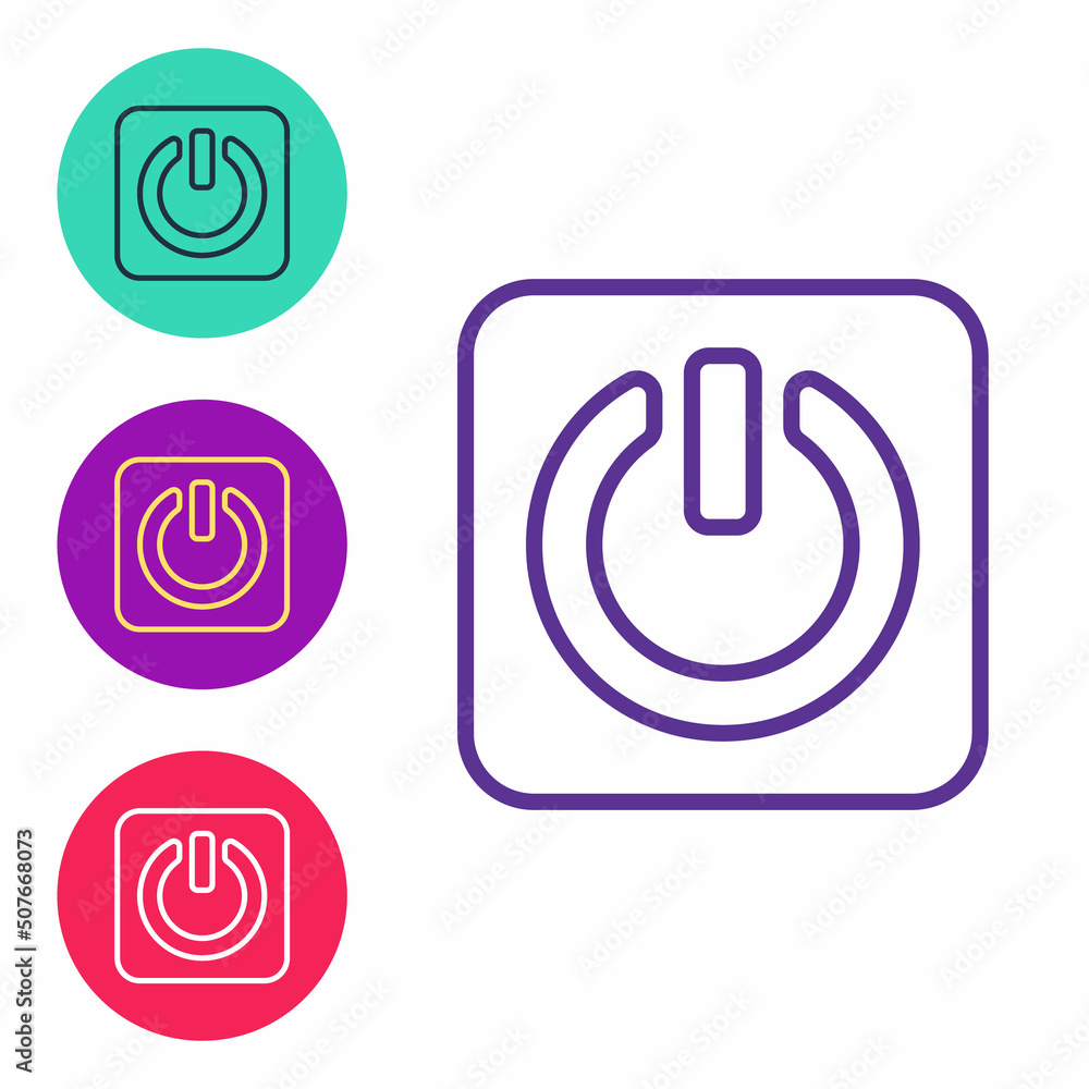 Aufkleber set line power button icon isolated on white background. start sign. set icons colorful. vector