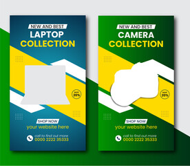 
Social media product post set of gadget collection Instagram stories promotional banner design template 