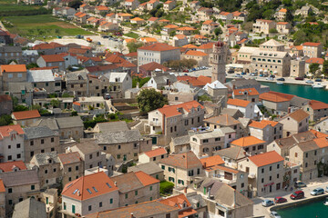 Fototapeta na wymiar Cityscape of Pucisca town in Dalmatia island Brac Croatia
