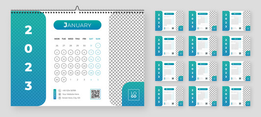 Modern new year 2023 desk calendar template