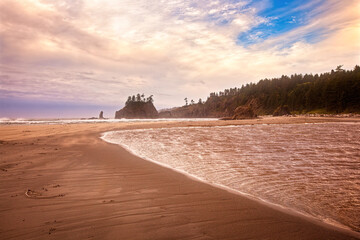 A tidal lake on Second Beach in the Quileute Indian Reservation at La Push in Washington..