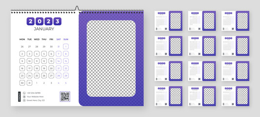 Creative desk calendar design 2023 template - obrazy, fototapety, plakaty