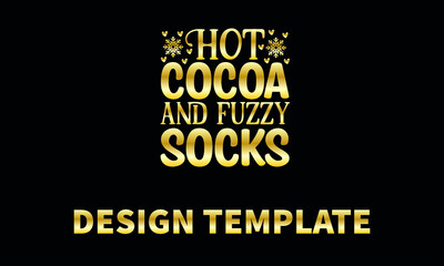 hot cocoa and fuzzy socks vector logo monograme template