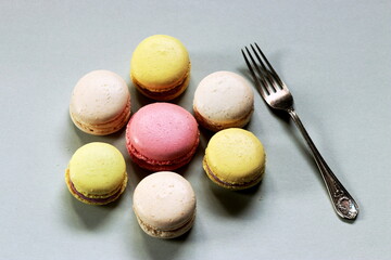 Delicious macarons of different flavours.