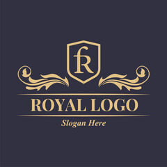 letter F R royal design for logo company