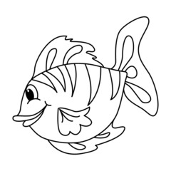 Cute fish cartoon coloring page illustration vector. For kids coloring book.