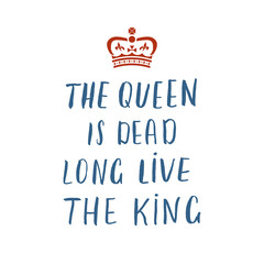 Queen lettering quote with Hand drawn crown, calligraphic sign. Vector illustration
