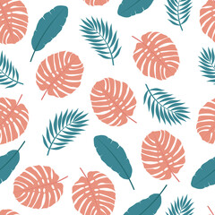 Fototapeta na wymiar Seamless pattern tropical leaves vector illustration