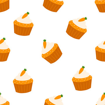 Seamless pattern carrot cake vector illustration