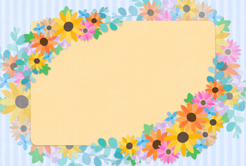 紙質感のフラワーアレンジメントのグリーティングカード