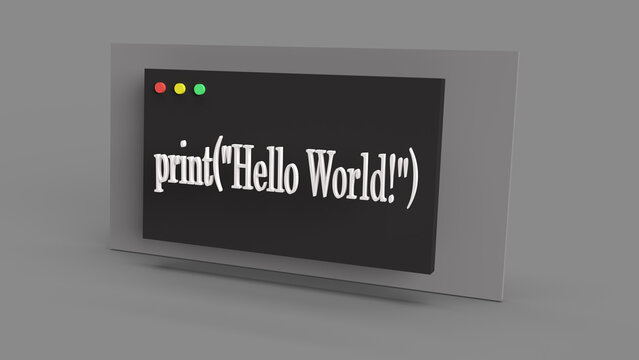 concept on screen, hello world in python 