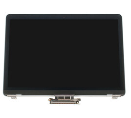 body parts for a laptop, a screen assembly for a laptop, a spare part for a computer, on a white background in isolation