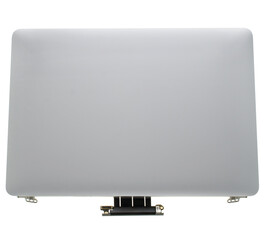 body parts for a laptop, a screen assembly for a laptop, a spare part for a computer, on a white...
