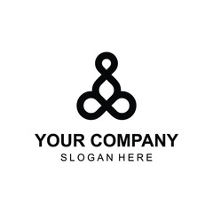 Abstract yoga human linear logo design vector