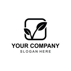 Plant and check mark logo design vector