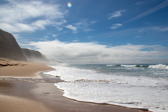 beautiful view of the beach Praia do Magoito in Portugal