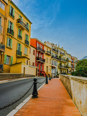 Fototapeta na wymiar Monaco street and colorful houses