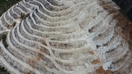 Civil works and terrain preparation on a mountain for construction of solar power plant