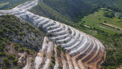 Civil works and terrain preparation on a mountain for construction of solar power plant