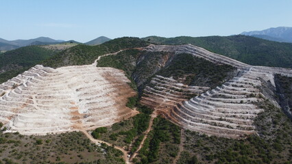 Civil works and terrain preparation on a mountain for construction of solar power plant