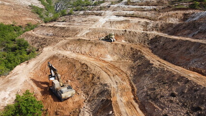 Civil works and terrain preparation on a mountain for construction of solar power plant