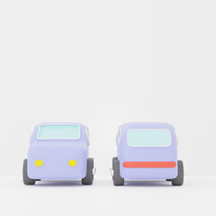 3d rendering of Automobile or minimal Car icon on clean background for mock up and web banner. Cartoon interface design. minimal metaverse concept.