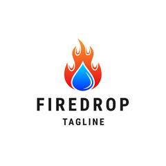 Fire water drop logo icon design template flat vector