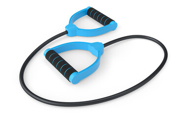 Hand expander or resistance band with rubber handle isolated on white.