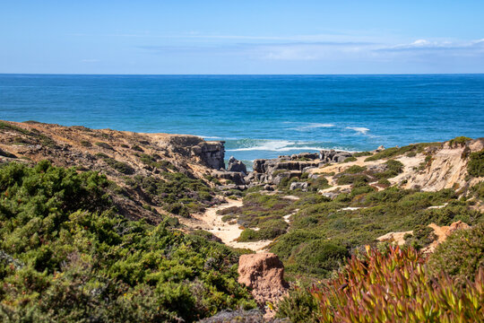 beautiful view of the sea coast in portugal