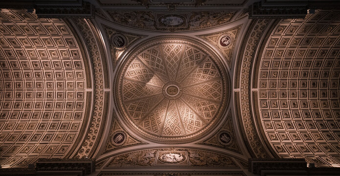 Florence, Italy: ceiling  of the Uffizi gallery Niobe room
