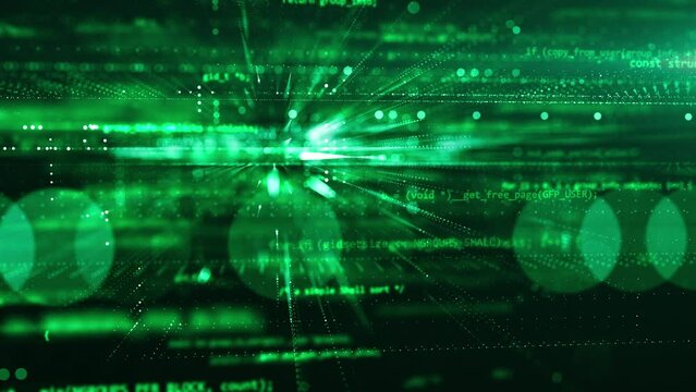 3D programming code abstract technology background of software developer and computer script. Running hud text. Security or hacking. Modern hi-tech software development and blockchain concept
