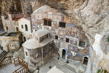 Inside the Rock Church at Sumela Monastery in Trabzon, Turkey