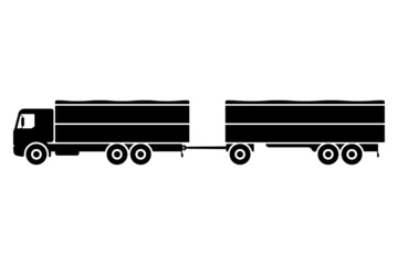 Grain truck icon. Black silhouette. Side view. Vector simple flat graphic illustration. Isolated object on a white background. Isolate.