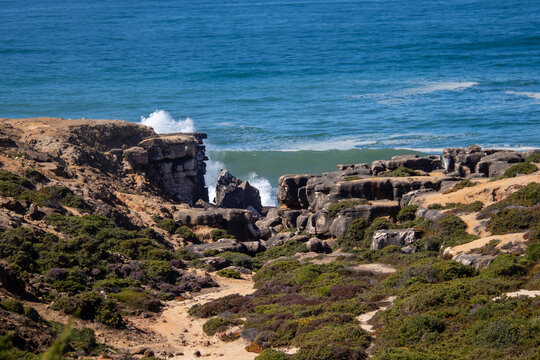 beautiful view of the sea coast in portugal