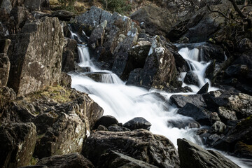 waterfall, llyn ogwen, snowdonia, north wales