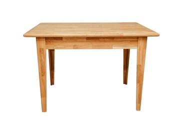 Wooden table on isolated white background